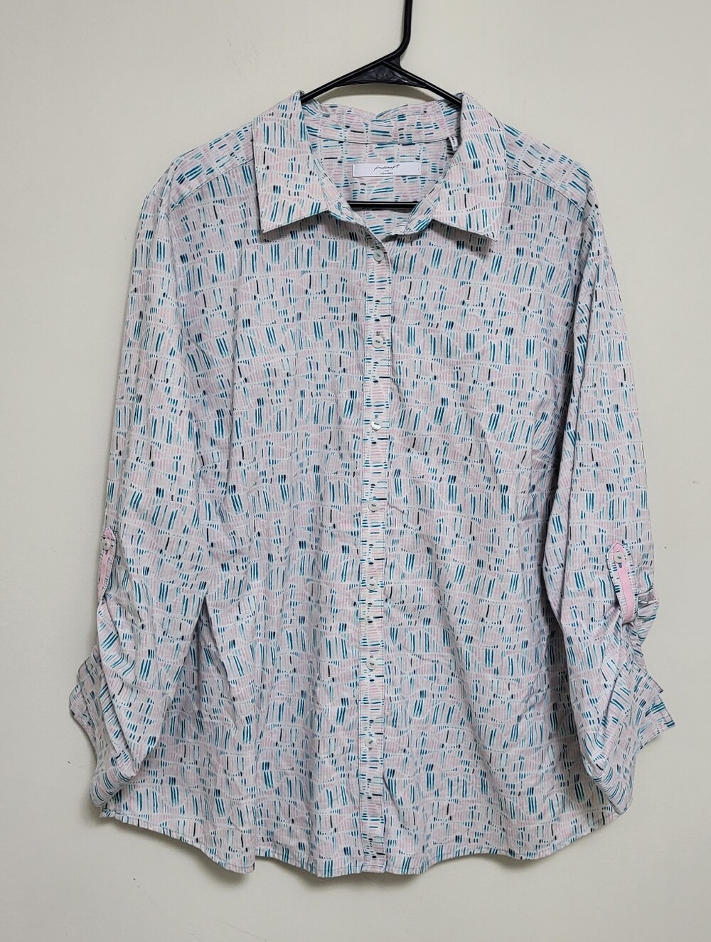 🥰3/$25 FOXCROFT NON IRON Shape Fit Light Pink Patterned Button-Up Shirt